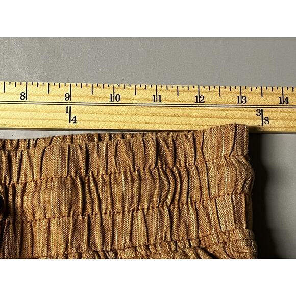 Athleta Cabo Linen Textured Wide Leg Pants Womens 0 Brown Elastic Waist Pull On - Picture 9 of 12